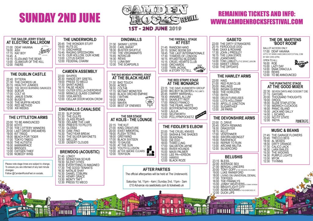 Camden-Rocks-Festival-2019-Stage-Times-S
